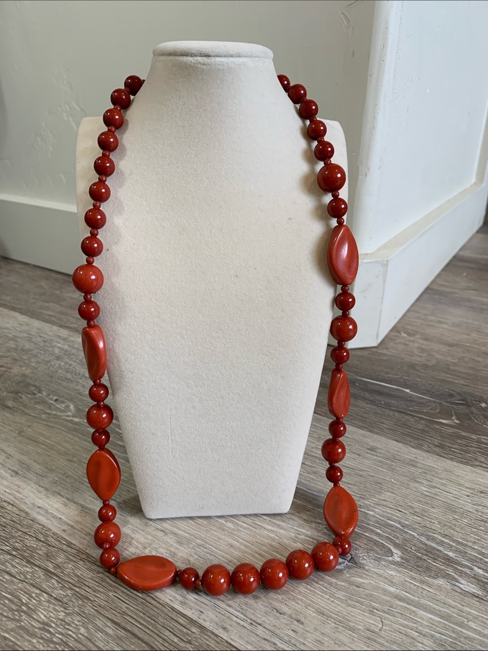 Red Bead Statement Necklace - Women Jewelry
